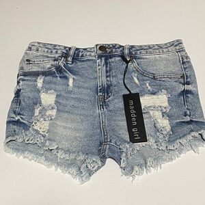 Madden Girl Light Blue Distressed Denim Cutoff Shorts